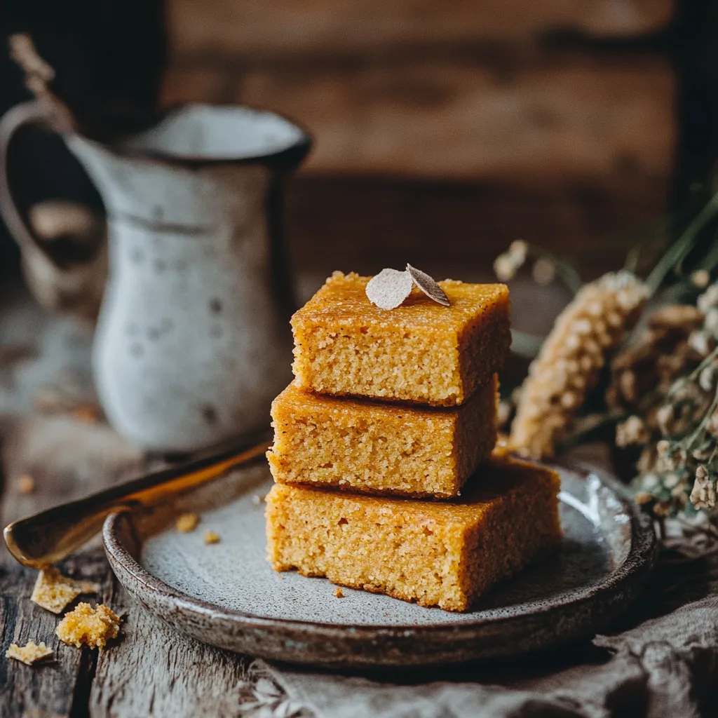 Perfectly baked honey butter sweet potato cornbread served with a drizzle of honey butter on top, showcasing its golden crust and soft, fluffy interior.