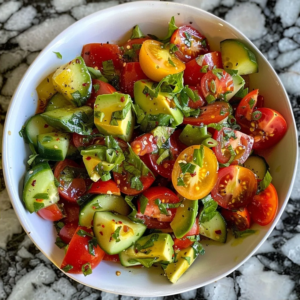 Refreshing Tomato Cucumber Avocado Summer Salad Recipe