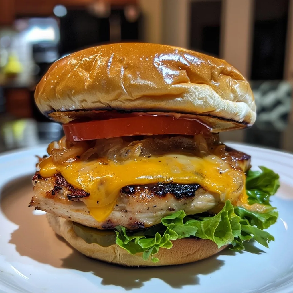 Juicy Grilled Chicken Cheeseburger for an Easy Dinner