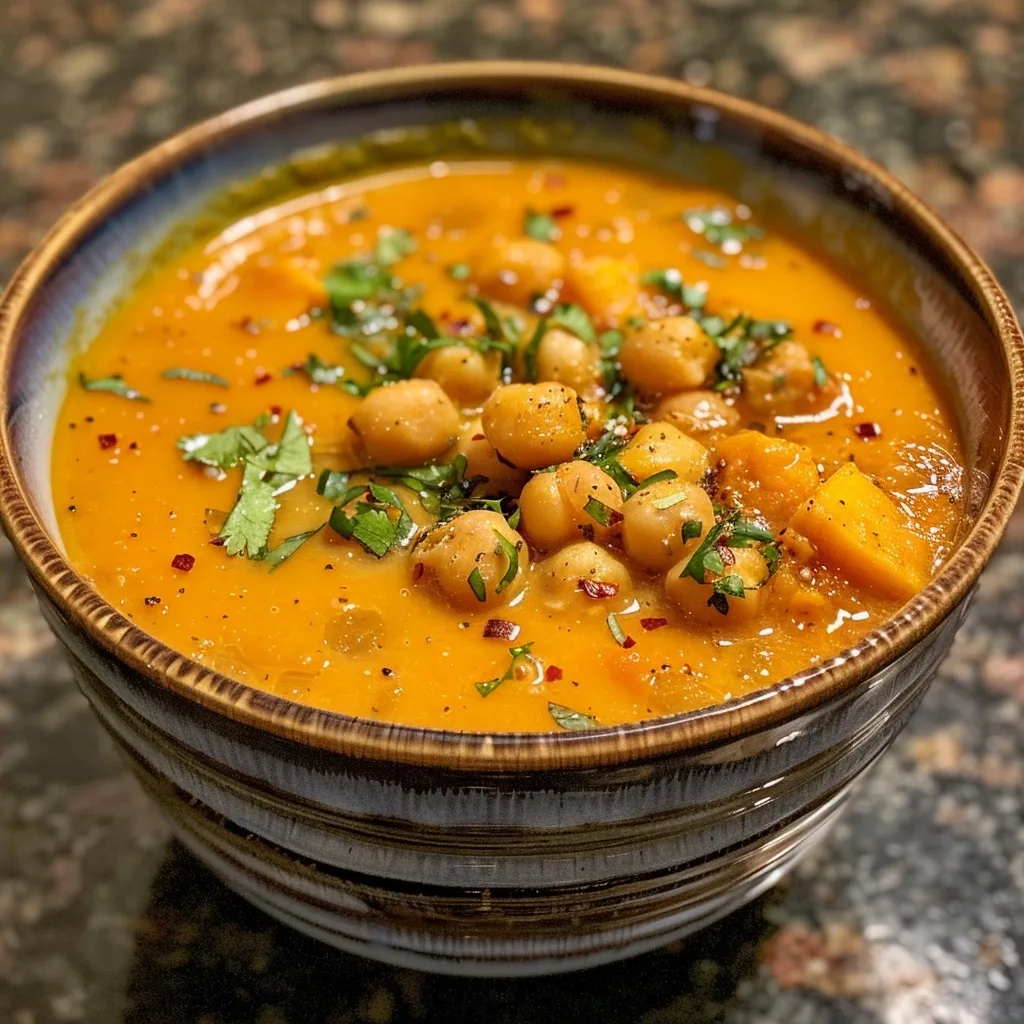 Moroccan Sweet Potato Soup with Chickpeas Recipe