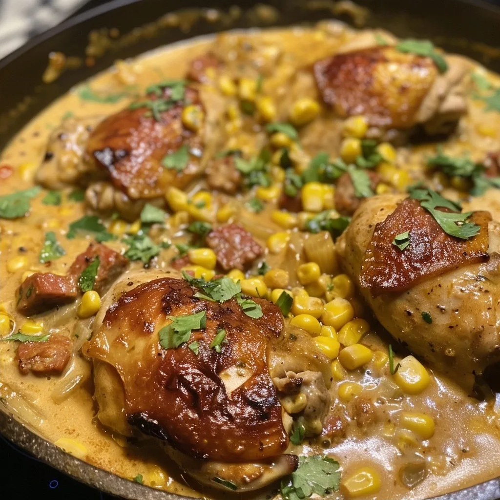 Creamy Chicken with Corn and Chorizo Recipe